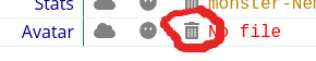 Delete button circled in the UI