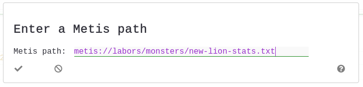 Modal with metis path pasted into the input text field